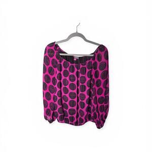 Vince Camuto Dark Pink & Black Balloon Sleeve Blouse Size XS